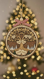 Personalized Family Tree Christmas 3-Layer Double-Sided Wooden Ornament