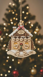 Personalized Family House Christmas 3 Layered Wooden Ornament