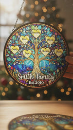 Personalized Family Tree Stained Glass Suncatcher