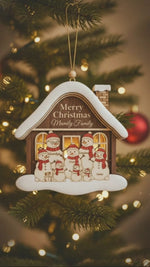 Personalized Family Snowman House Christmas 3 Layered Wooden Ornament