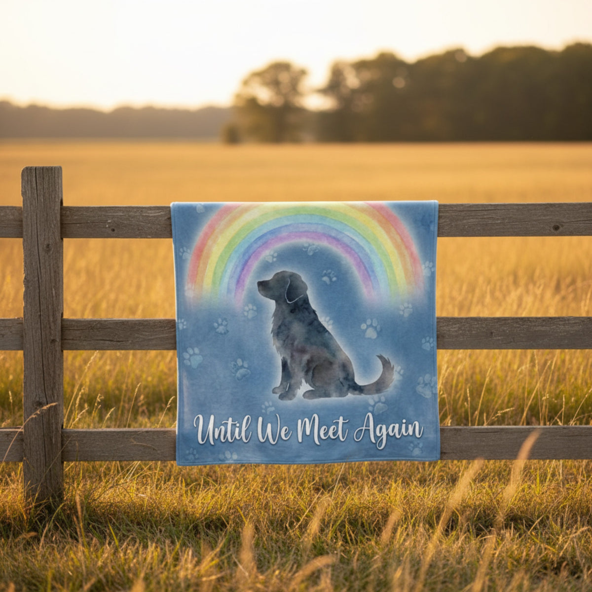 Rainbow Bridge Dog Memorial Blanket - "Until We Meet Again" Custom Gift