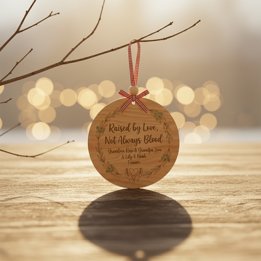 Raised by Love Personalized Wooden Ornament for Family