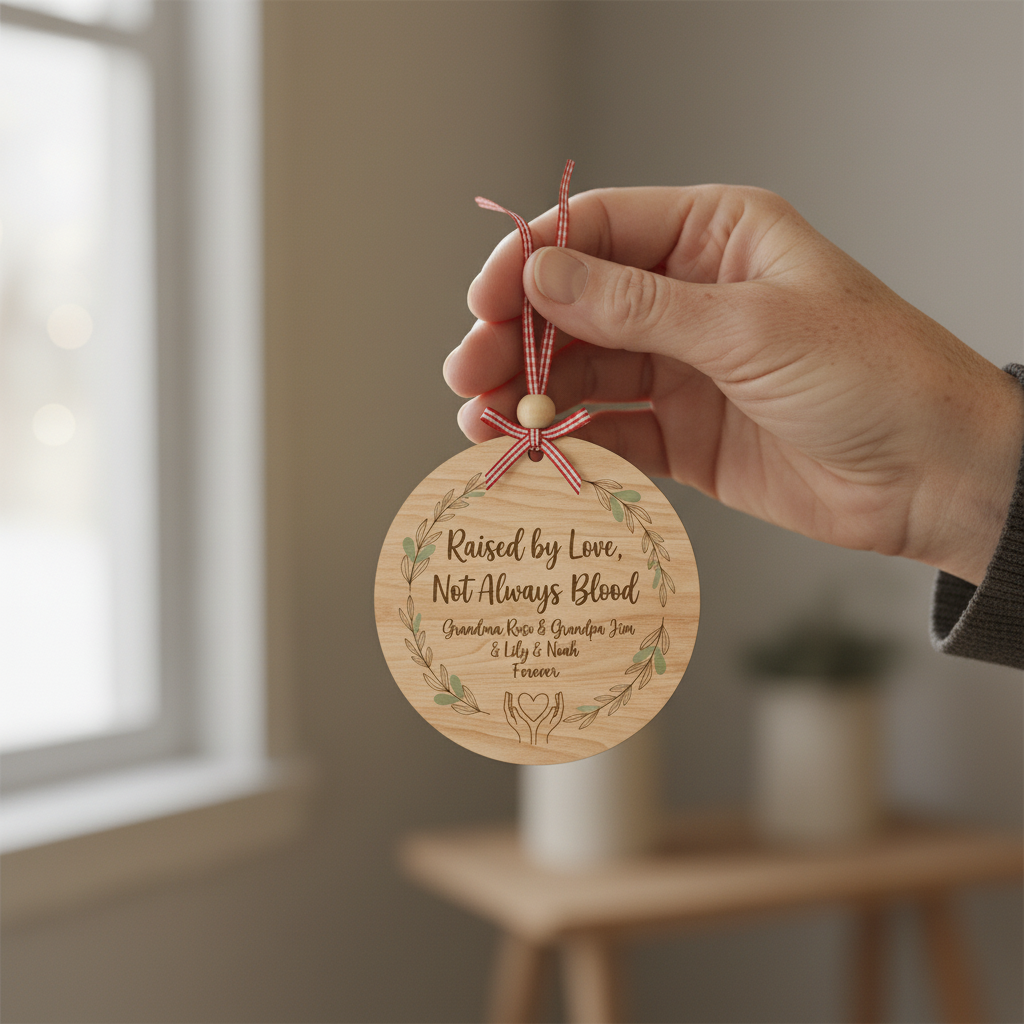 Raised by Love Personalized Wooden Ornament for Family