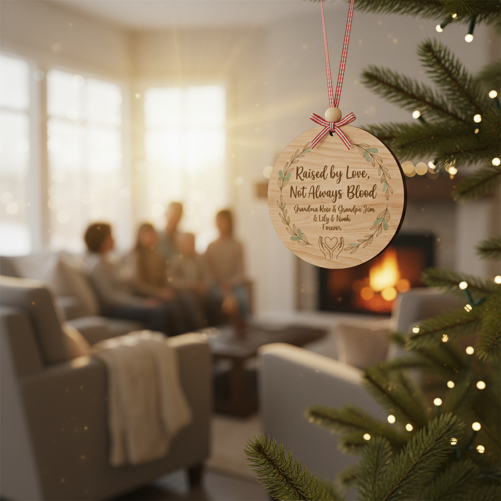 Raised by Love Personalized Wooden Ornament for Family