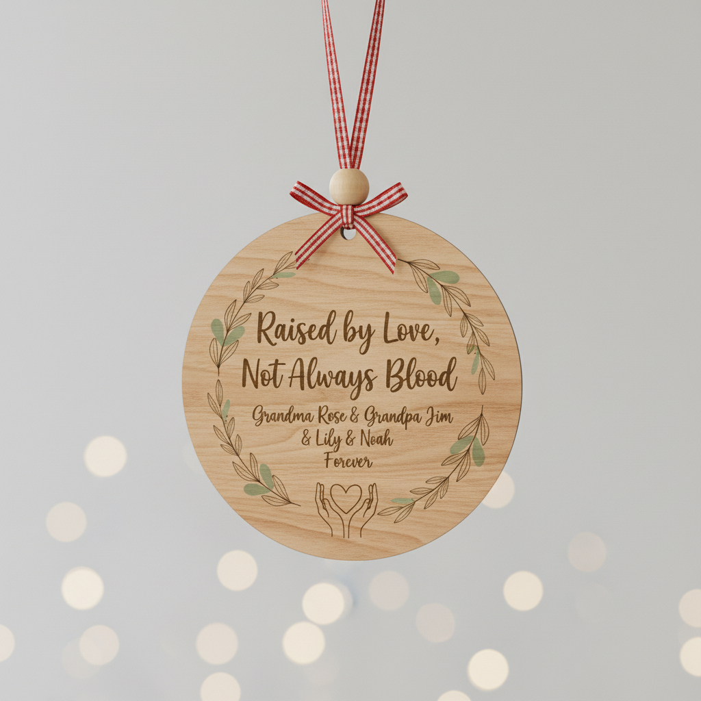 Raised by Love Personalized Wooden Ornament for Family