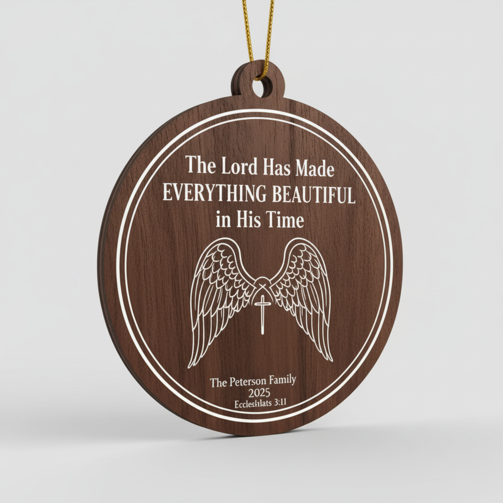 Religious Personalized Wooden Ornament for Family
