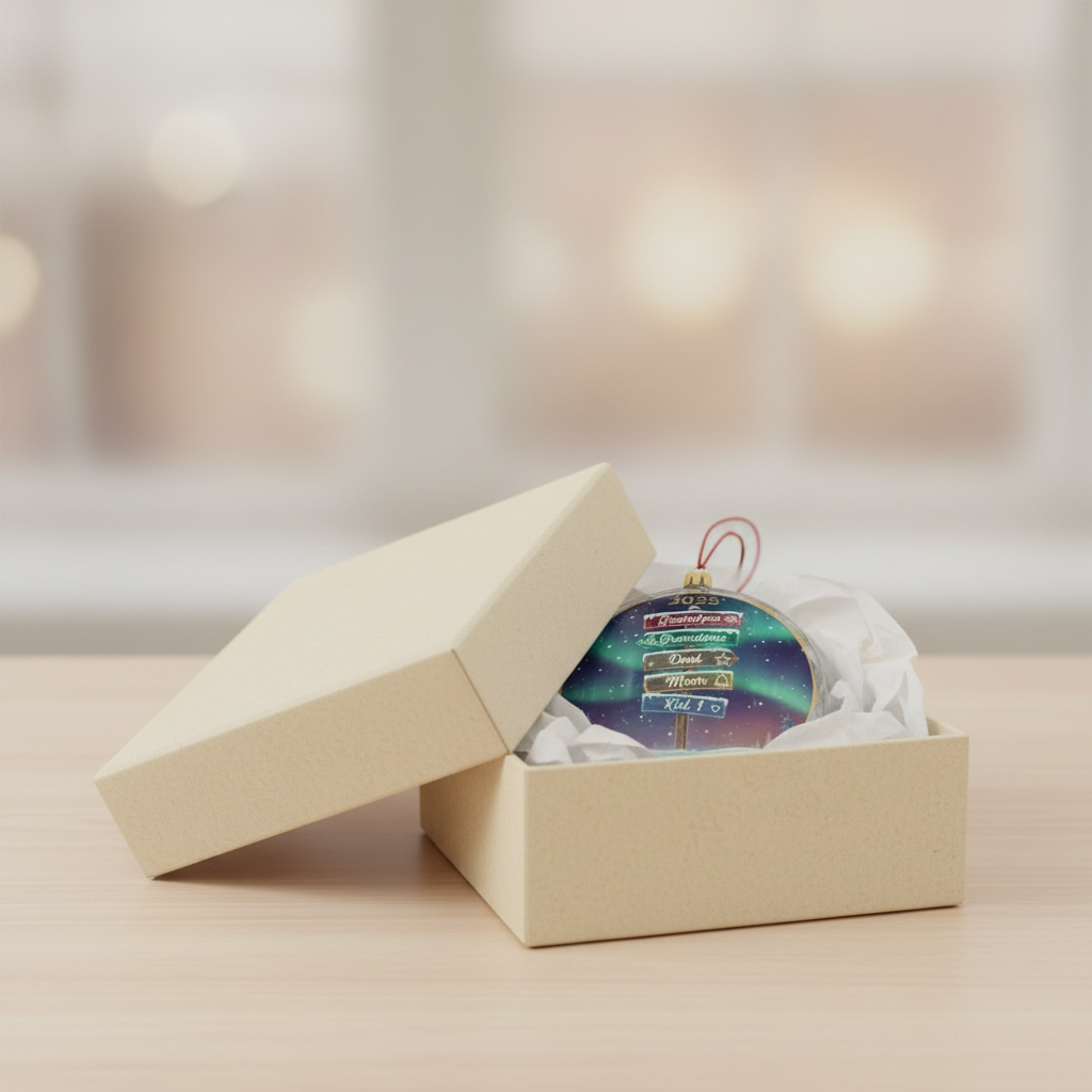 Northern Lights Family Personalized Glass Ornament