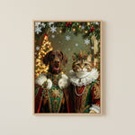 Custom Pet Portrait Canvas - Personalized Dog & Cat Royal Christmas Art Print