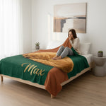 Elegant Custom Pet Remembrance Throw - Green & Brown Sleeping Dog Keepsake