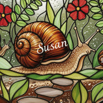 Snail Family Personalized Stained Glass Suncatcher – Custom Gift for Grandma