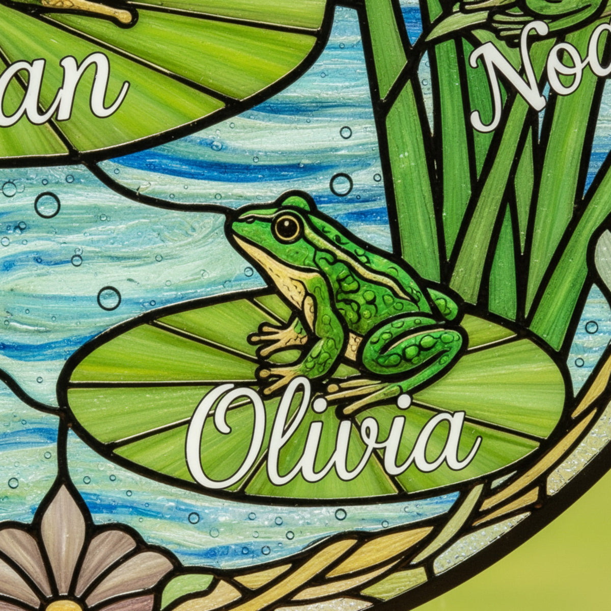 Grandma's Frog Garden Suncatcher – Custom Names Gift