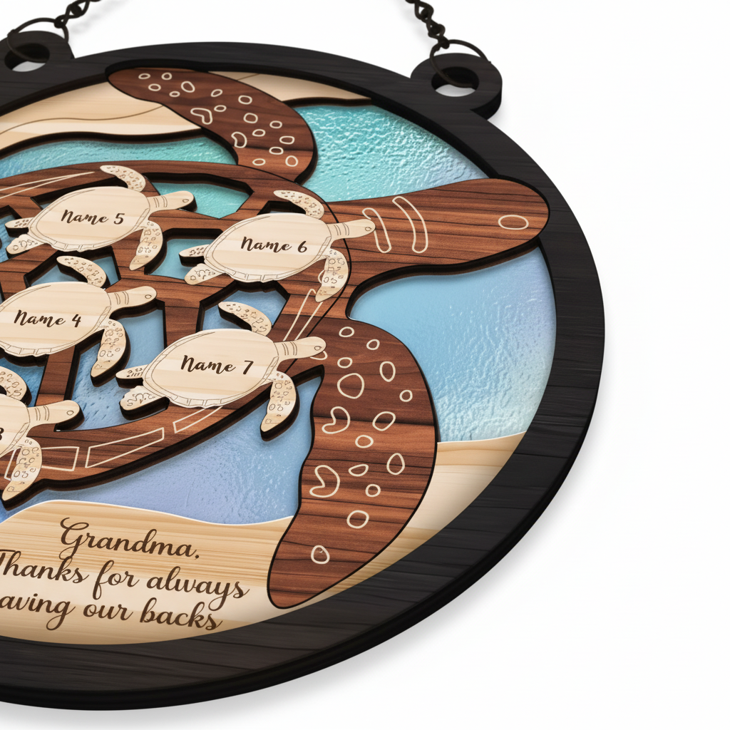 Turtle Family Suncatcher Ornament for Grandma