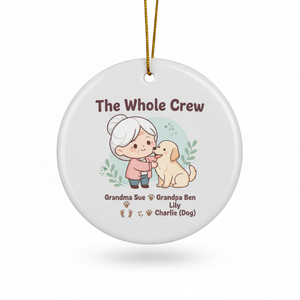 The Whole Crew Personalized Ceramic Ornament for Grandparents