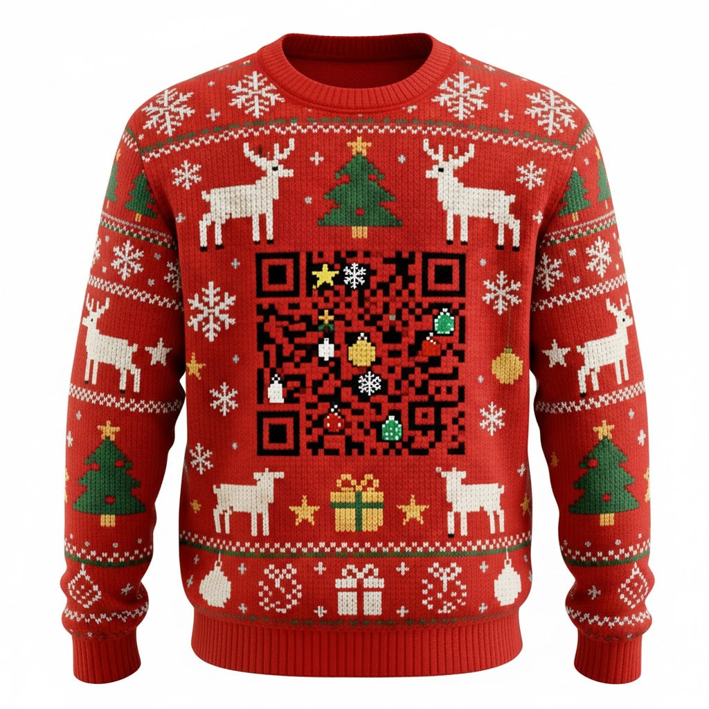 Timond Christmas Ugly Sweater With QR Code That Unlocks Cute Couple Challenges