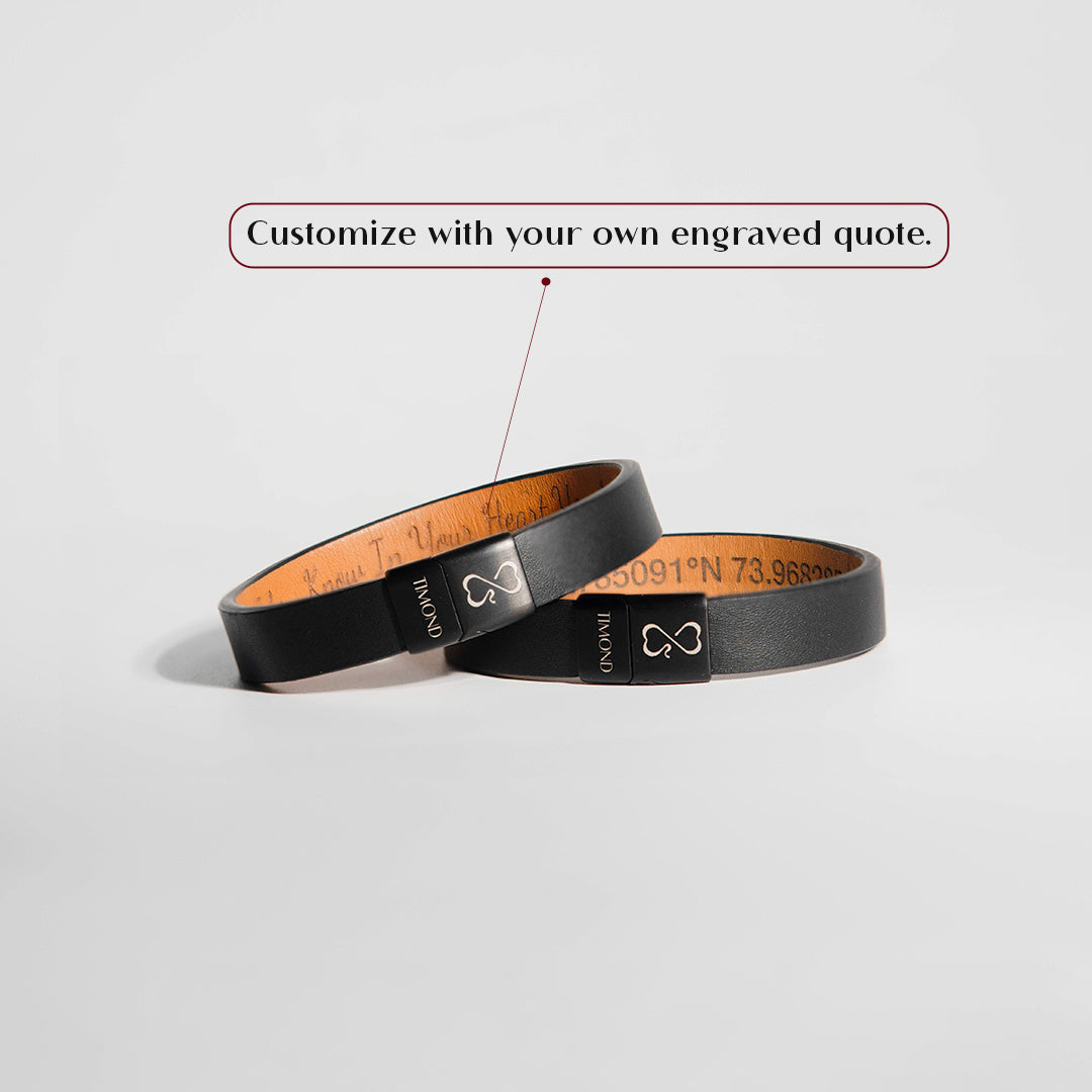 Timond LoveLink Couple Bracelets – The Gateway to Love Space - Box Leather - Pair set of 2