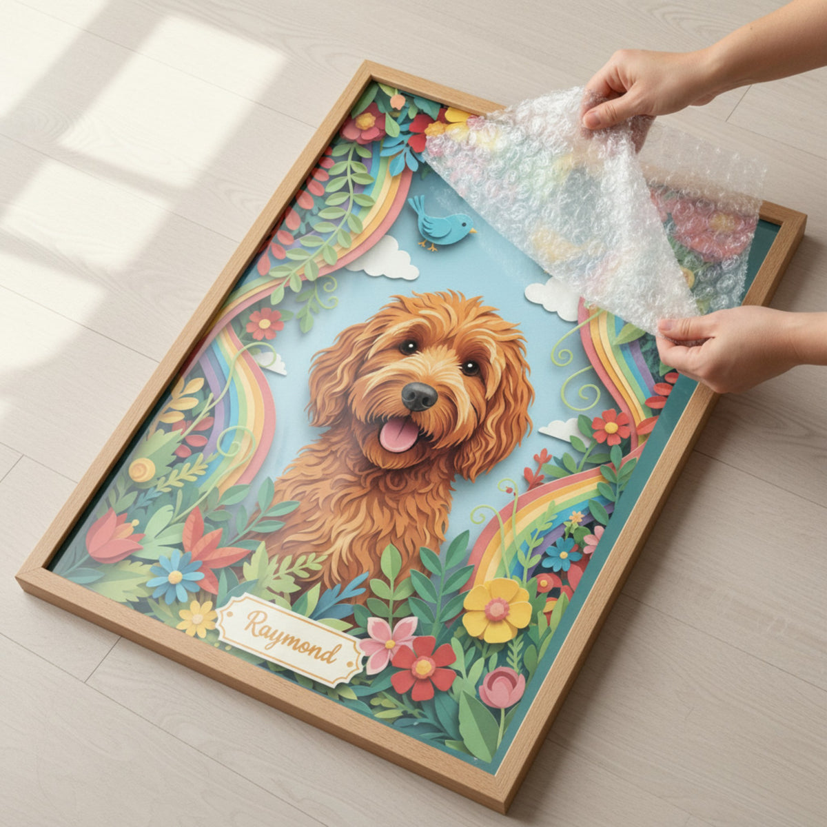 Vibrant Dog Loss Sympathy Gift - Custom Pet Remembrance Wall Art w/ Flowers