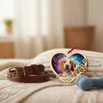 Memorial Galaxy Heart Ornament for Pet Lovers – Custom Photo Wooden Keepsake