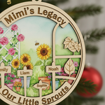 Garden Legacy Wooden Ornament for Grandma or Nana – Personalized Grandkids Name Family Keepsake