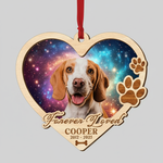 Memorial Galaxy Heart Ornament for Pet Lovers – Custom Photo Wooden Keepsake